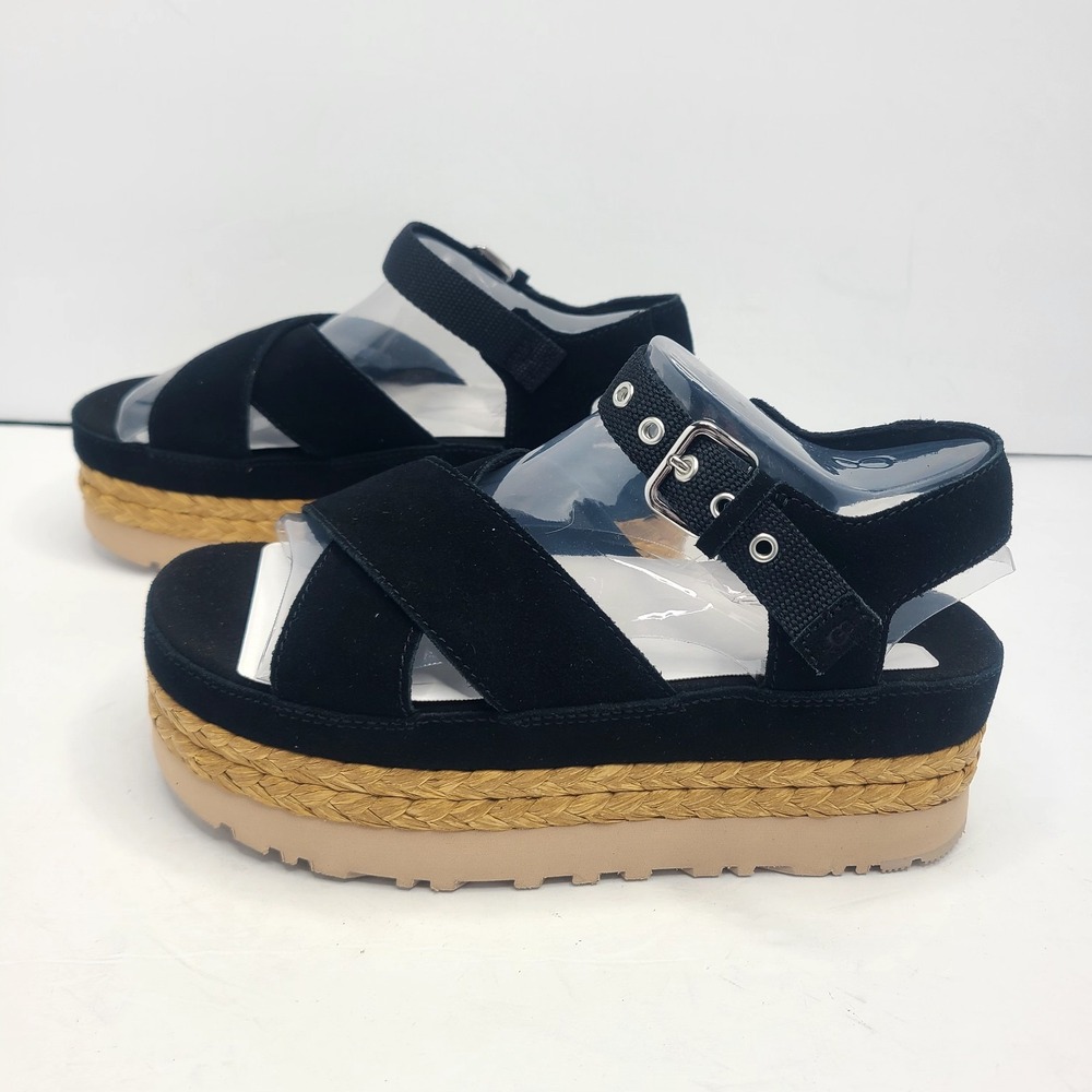 UGG Aubrey 2" Platform Sandal Strap Black Suede US 8 EU‎ 39 - Picture 4 of 9